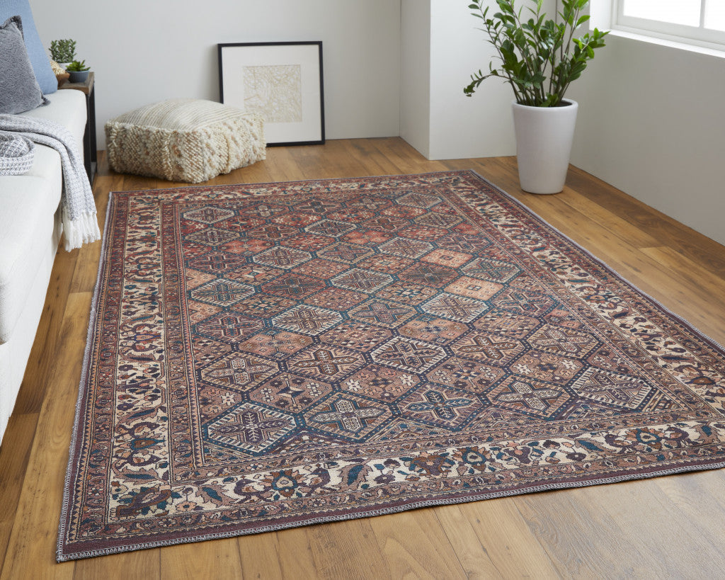 10' X 14' Ivory and Blue Floral Power Loom Area Rug