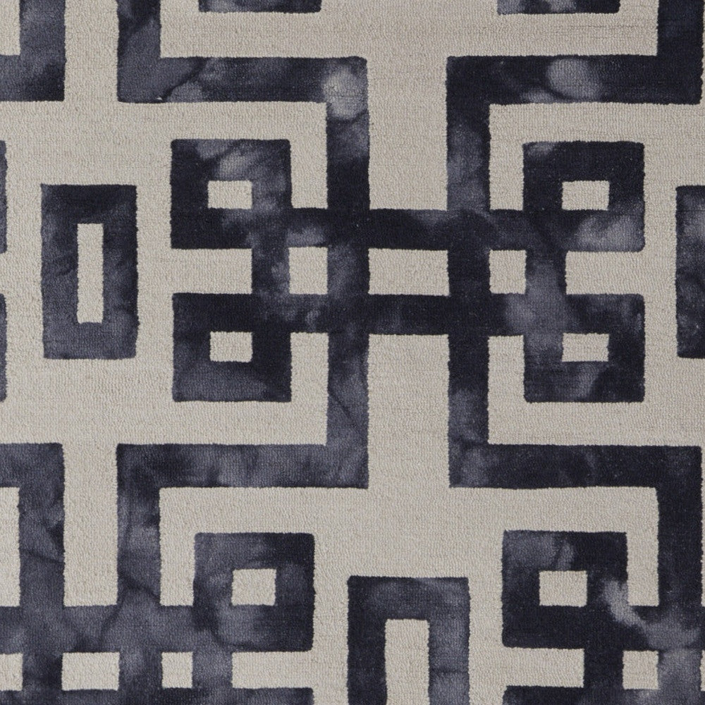 8' X 11' Ivory And Black Wool Tufted Handmade Area Rug