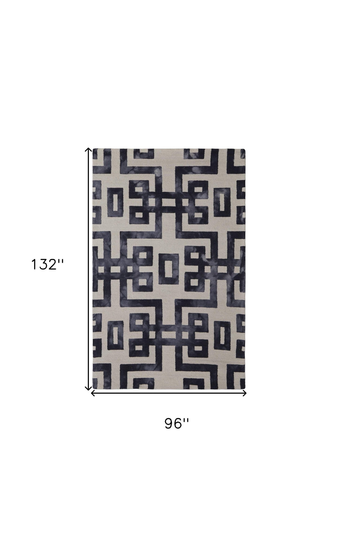 8' X 11' Ivory And Black Wool Tufted Handmade Area Rug