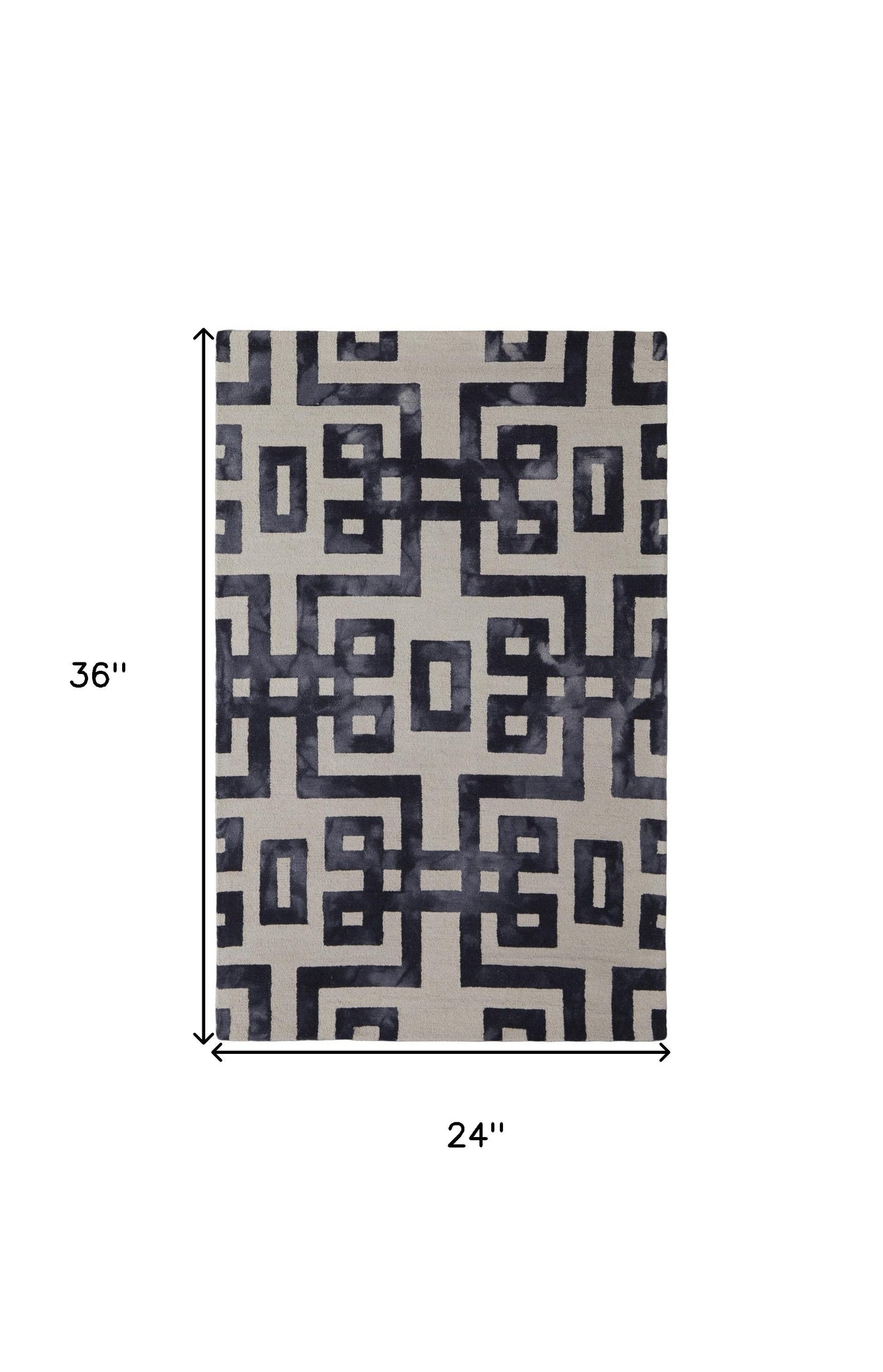 8' X 11' Ivory And Black Wool Tufted Handmade Area Rug