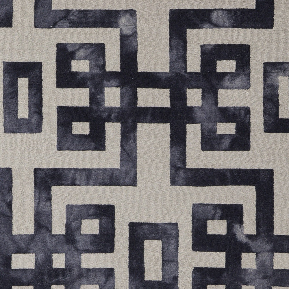 8' X 11' Ivory And Black Wool Tufted Handmade Area Rug