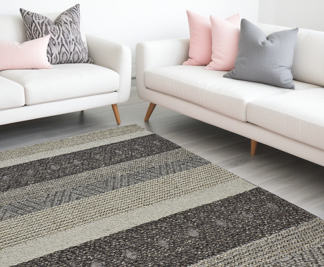 2' X 3' Gray Wool Floral Hand Woven Area Rug