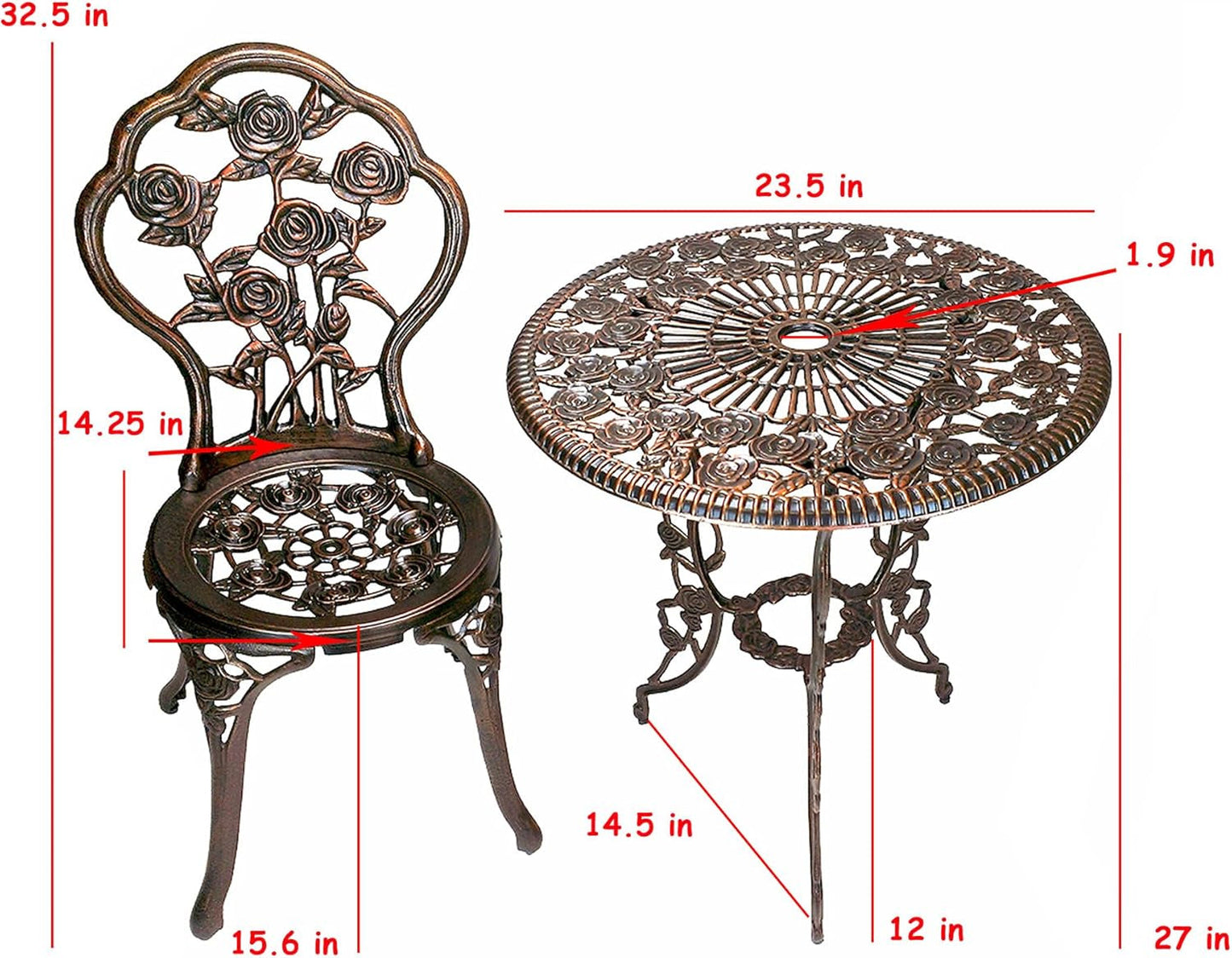 Cast Aluminum Conversation Set Antique Green Patio
