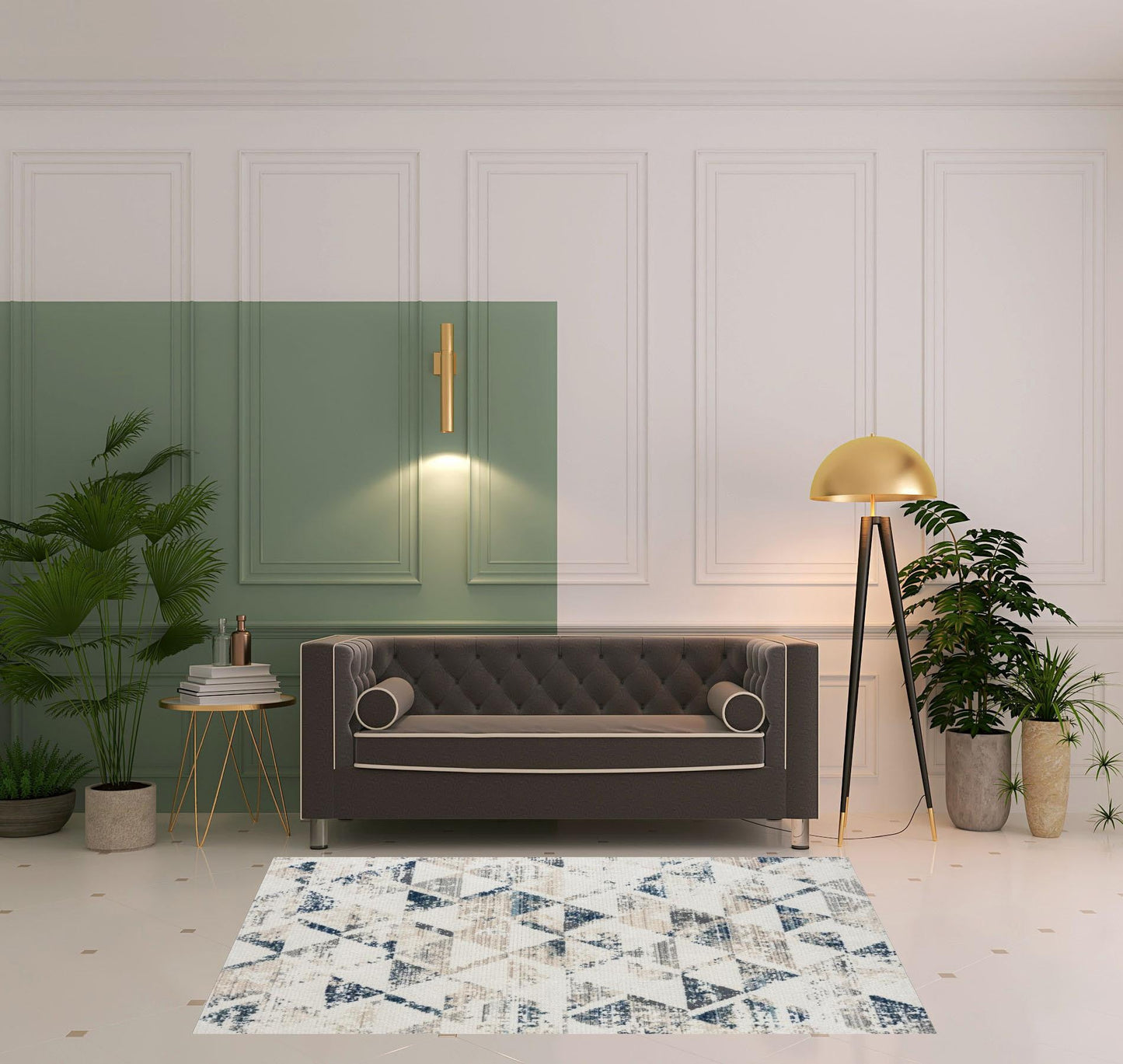 5' X 7' Ivory Geometric Area Rug