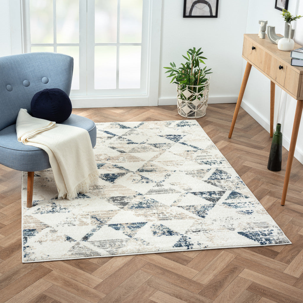 5' X 7' Ivory Geometric Area Rug