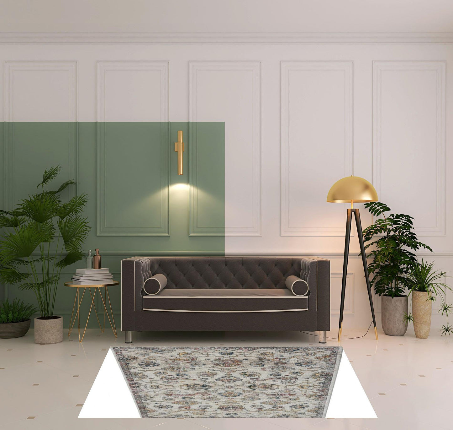 5' X 7' Gray Floral Area Rug