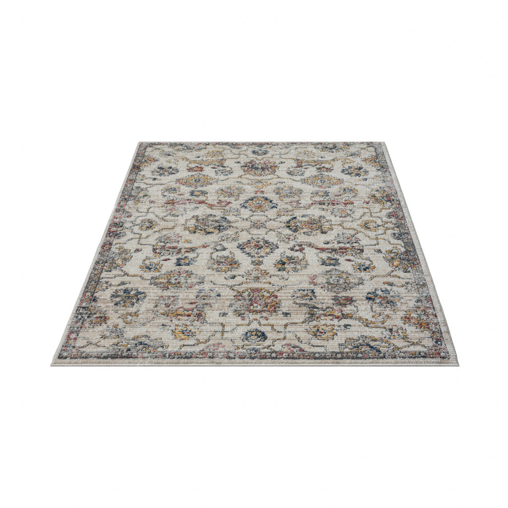 5' X 7' Gray Floral Area Rug