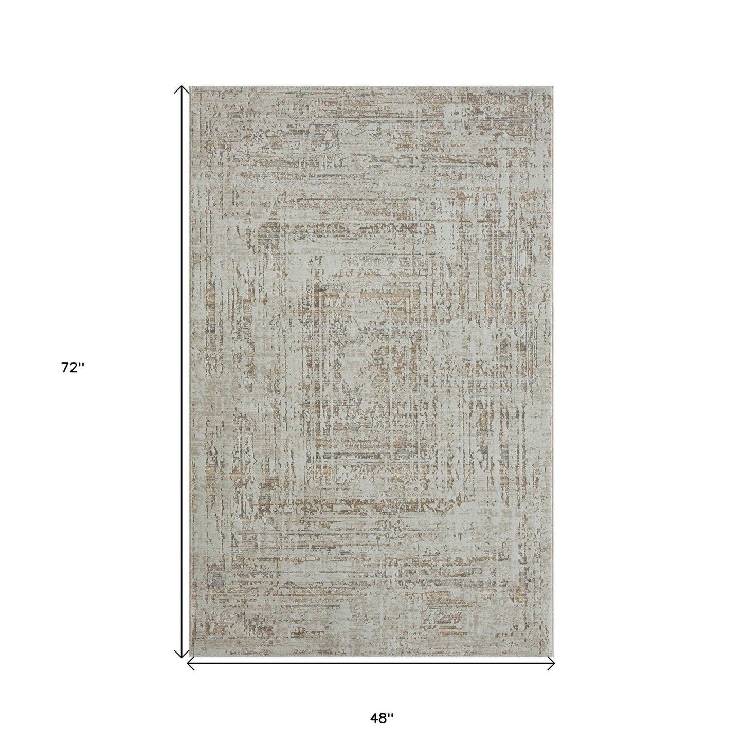 4' X 6' Beige Abstract Distressed Area Rug