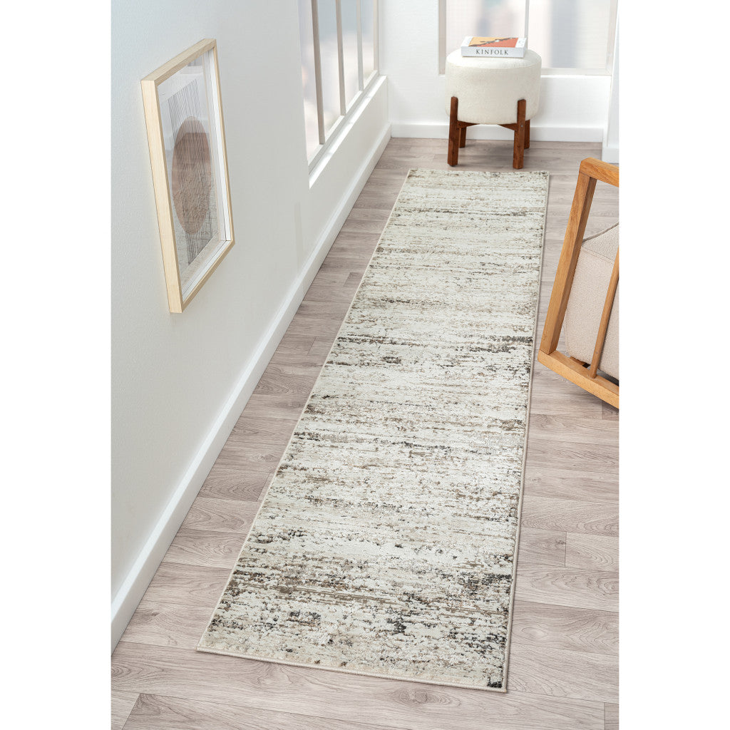 5' X 8' Beige Abstract Distressed Area Rug