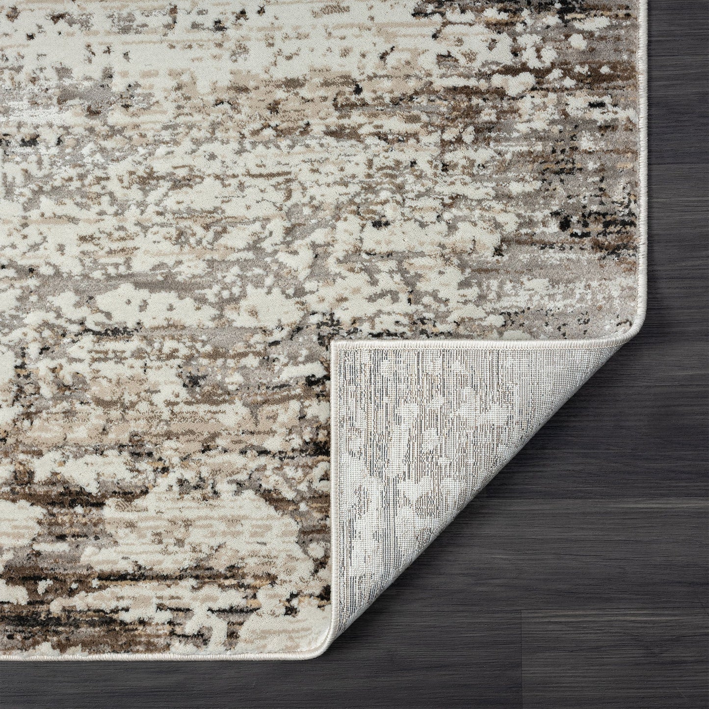 5' X 8' Beige Abstract Distressed Area Rug