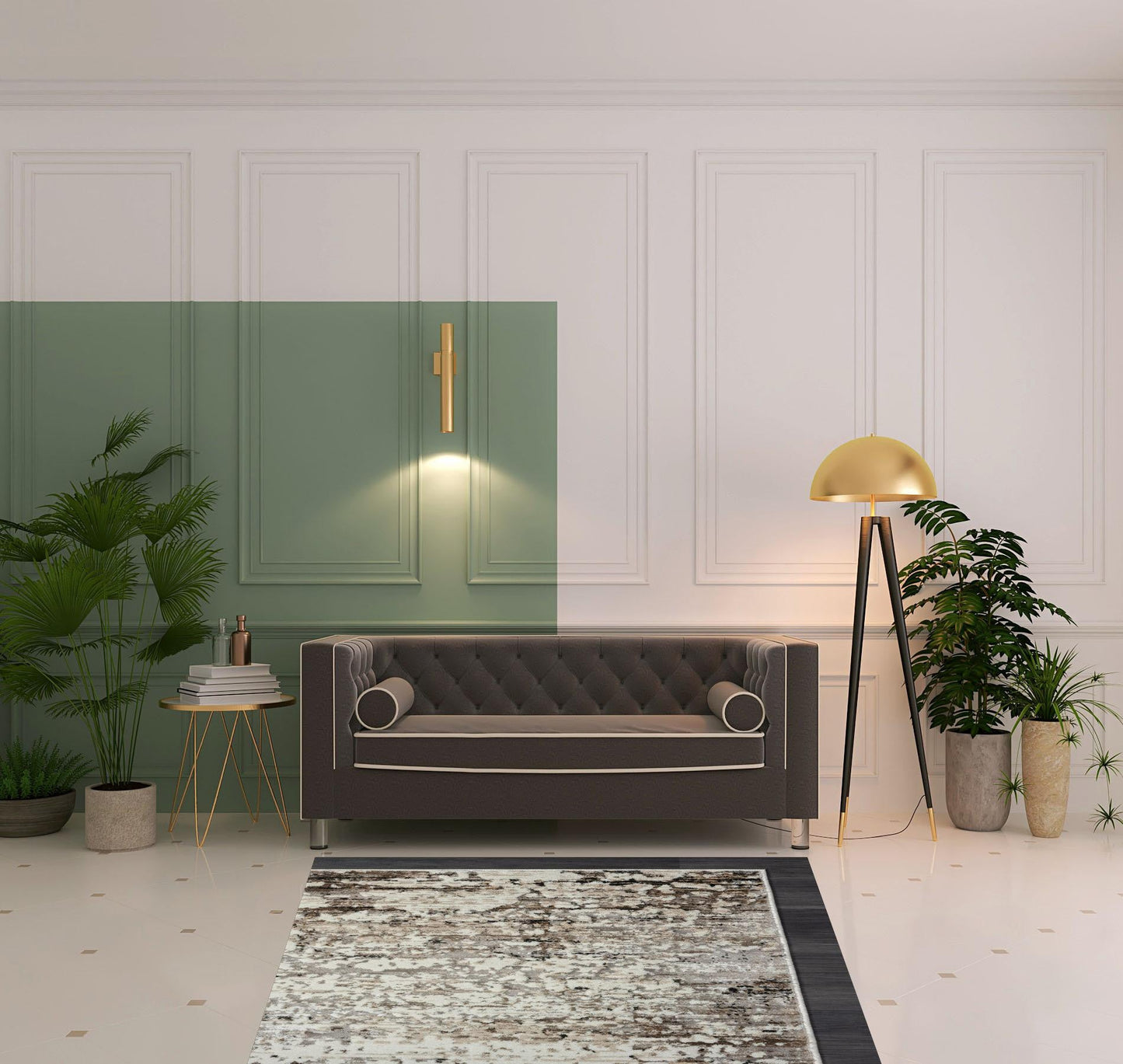 5' X 8' Beige Abstract Distressed Area Rug