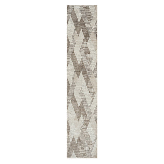 2' X 8' Gray Geometric Runner Rug