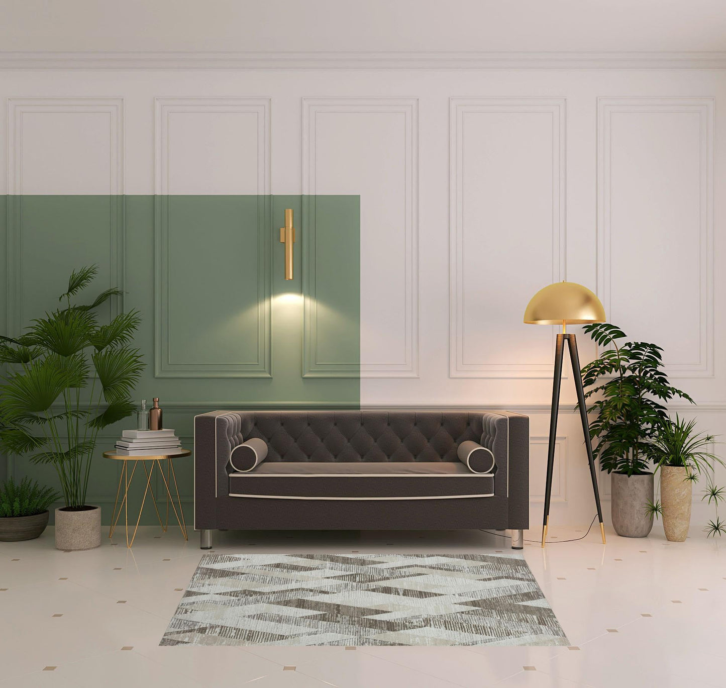 2' X 8' Gray Geometric Runner Rug