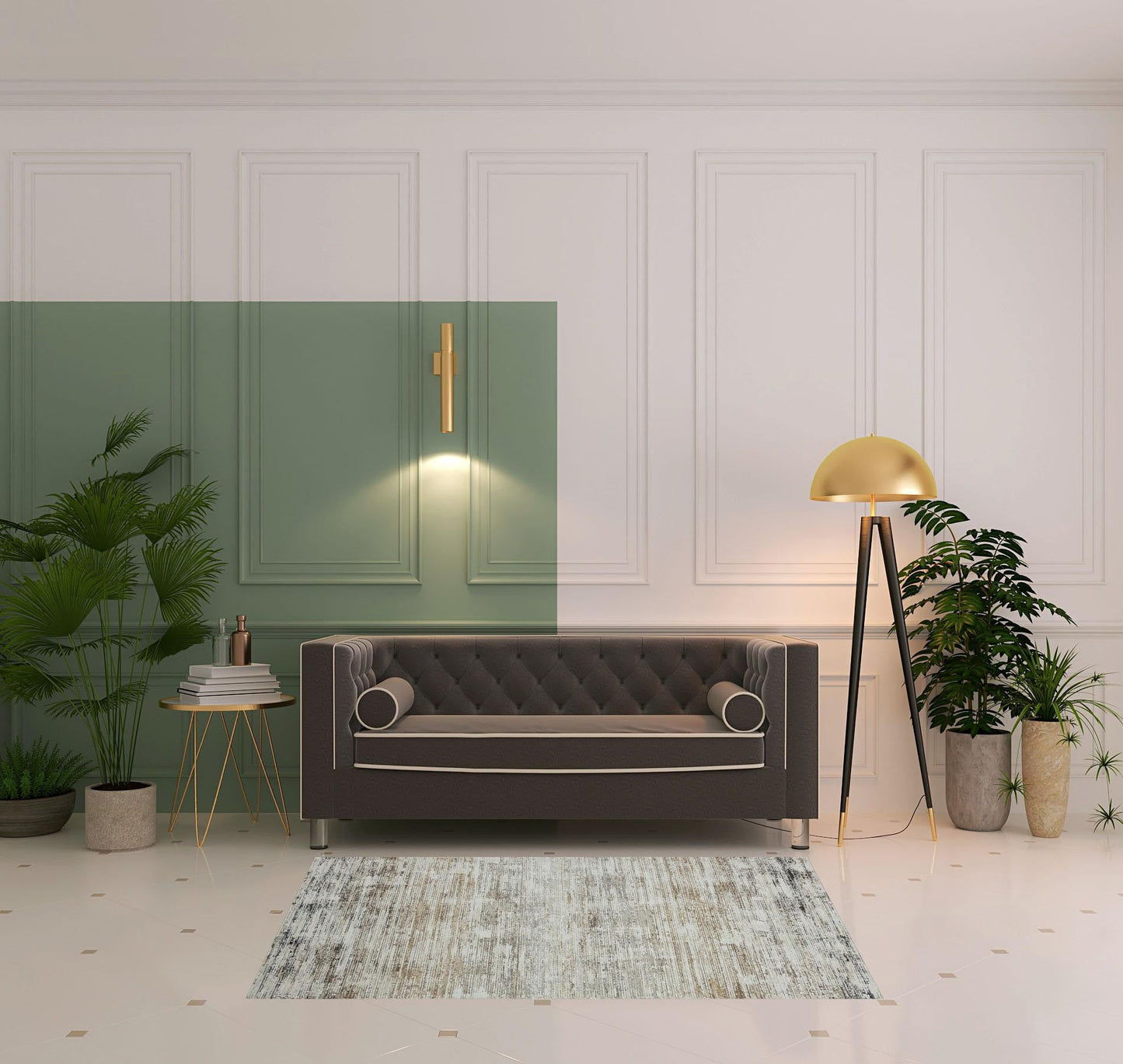 4' X 6' Gray Abstract Distressed Area Rug