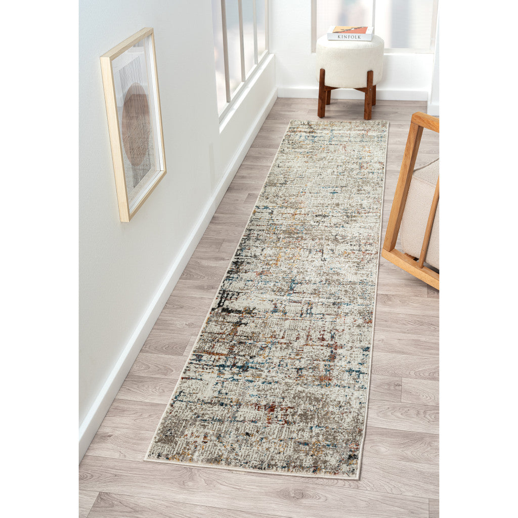 5' X 8' Gray Abstract Distressed Area Rug