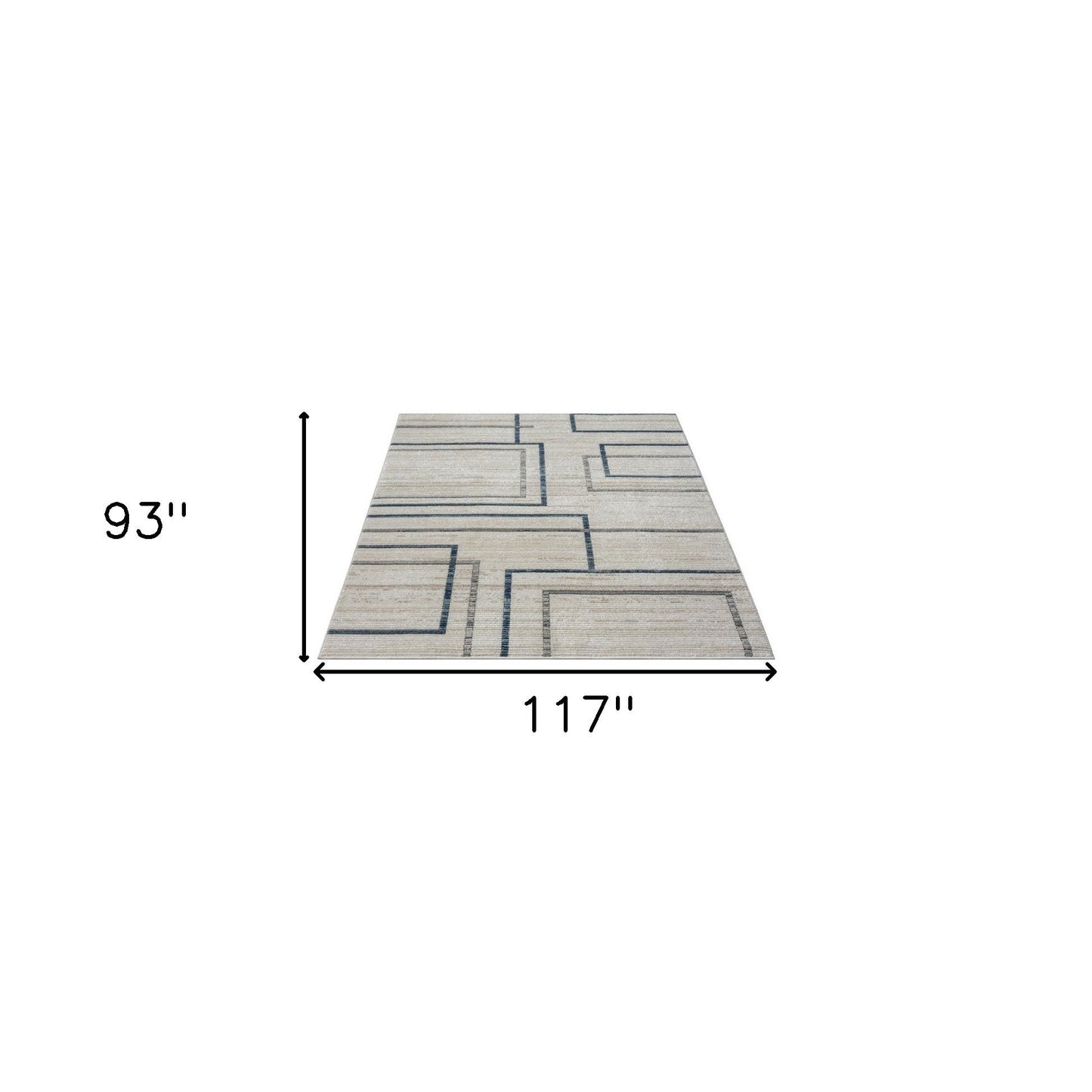 5' X 7' Ivory Blue and Gray Geometric Area Rug