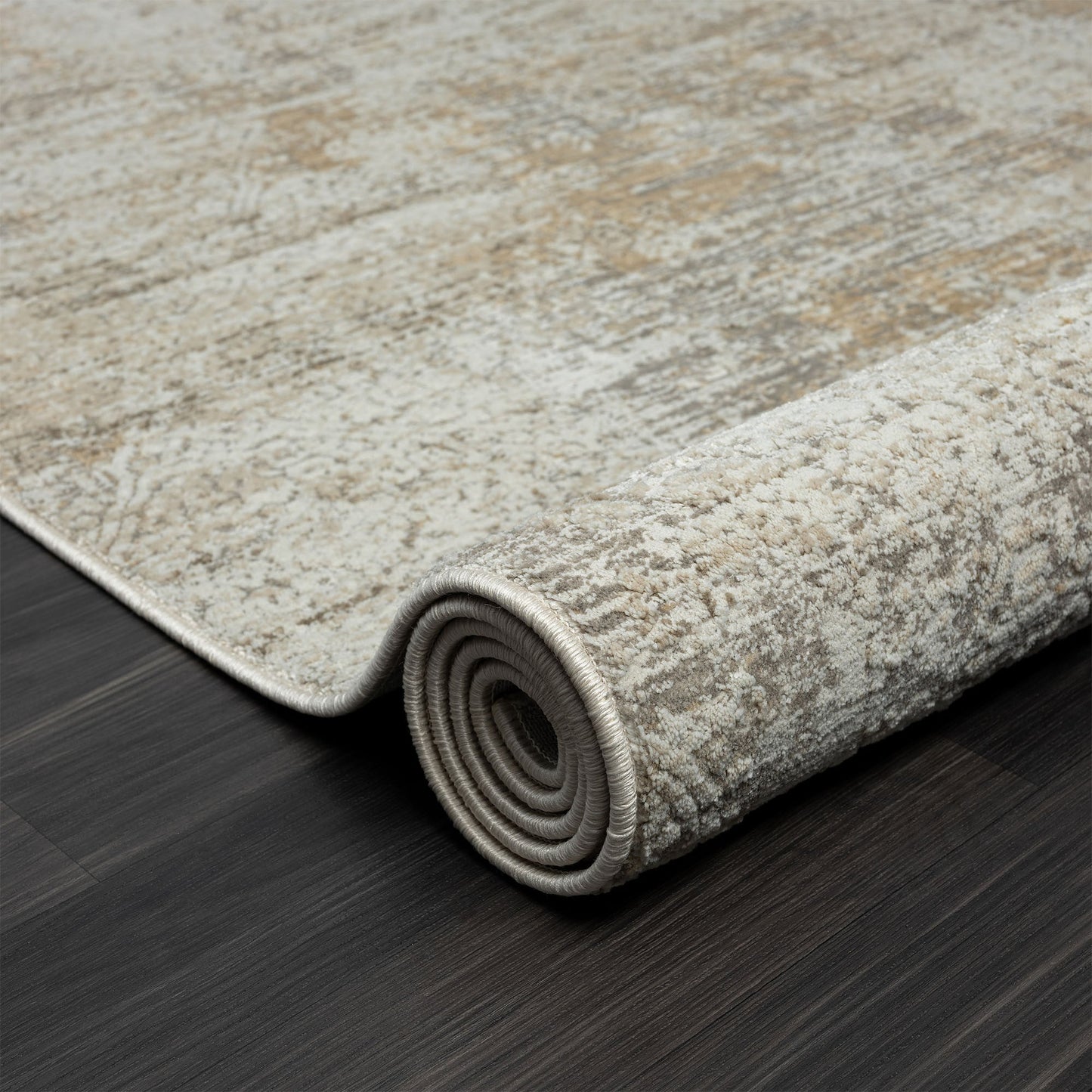 2' X 8' Gray Damask Distressed Runner Rug