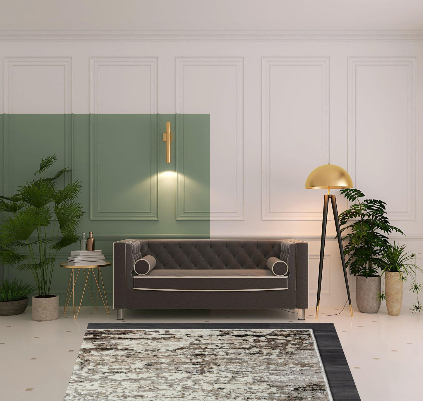 5' X 8' Beige Abstract Distressed Area Rug