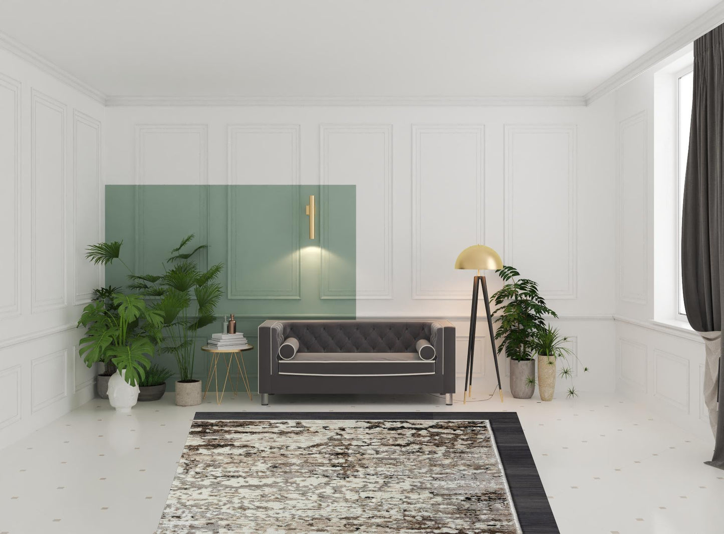 5' X 8' Beige Abstract Distressed Area Rug