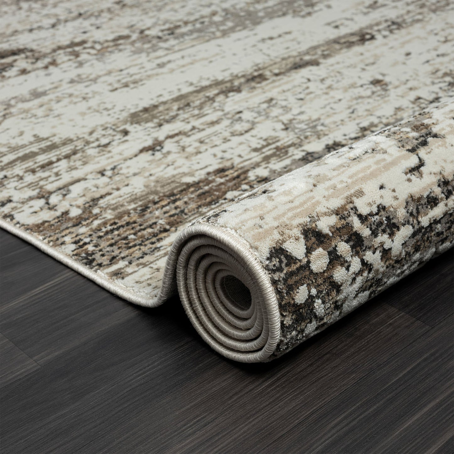 5' X 8' Beige Abstract Distressed Area Rug