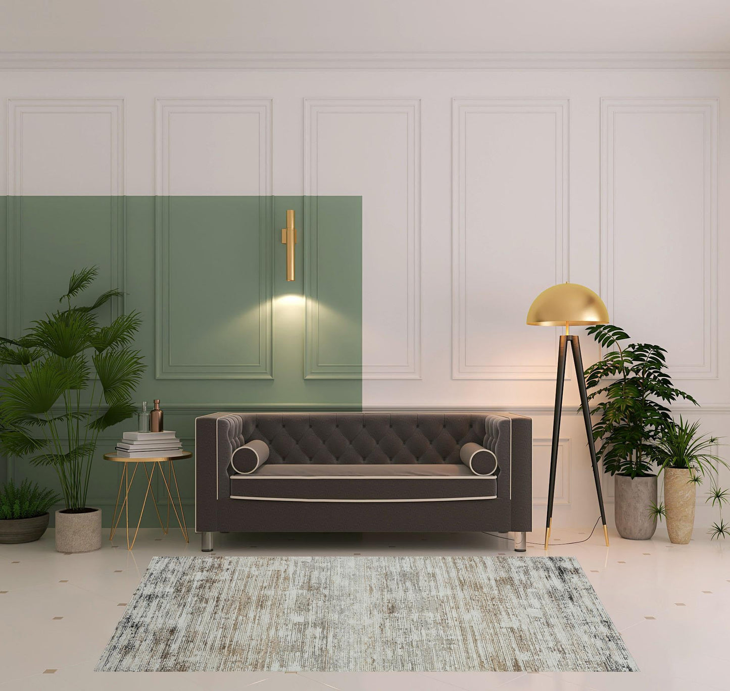 4' X 6' Gray Abstract Distressed Area Rug