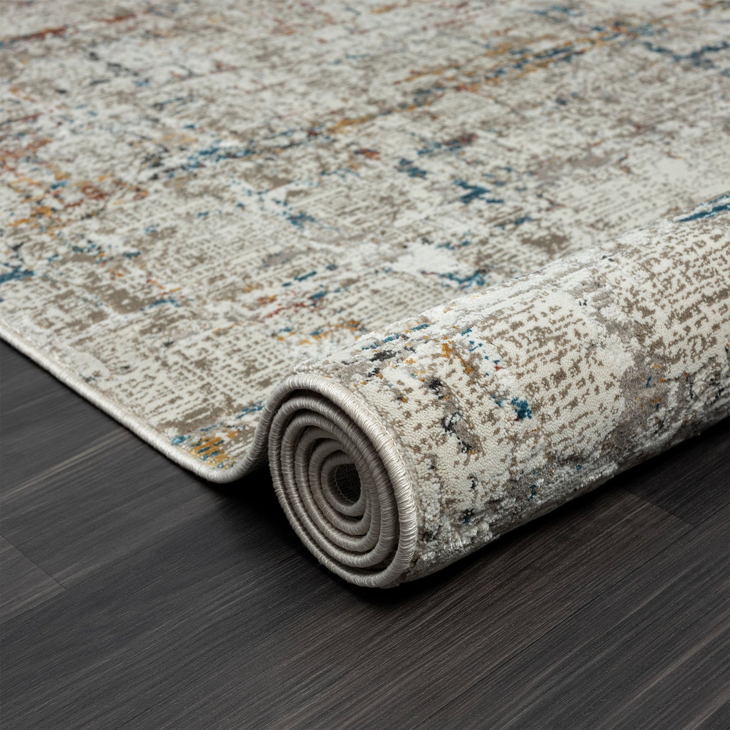 5' X 8' Gray Abstract Distressed Area Rug