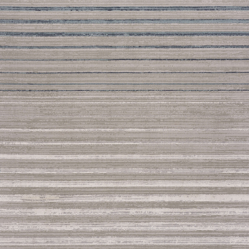 8' Ivory And Blue Abstract Runner Rug