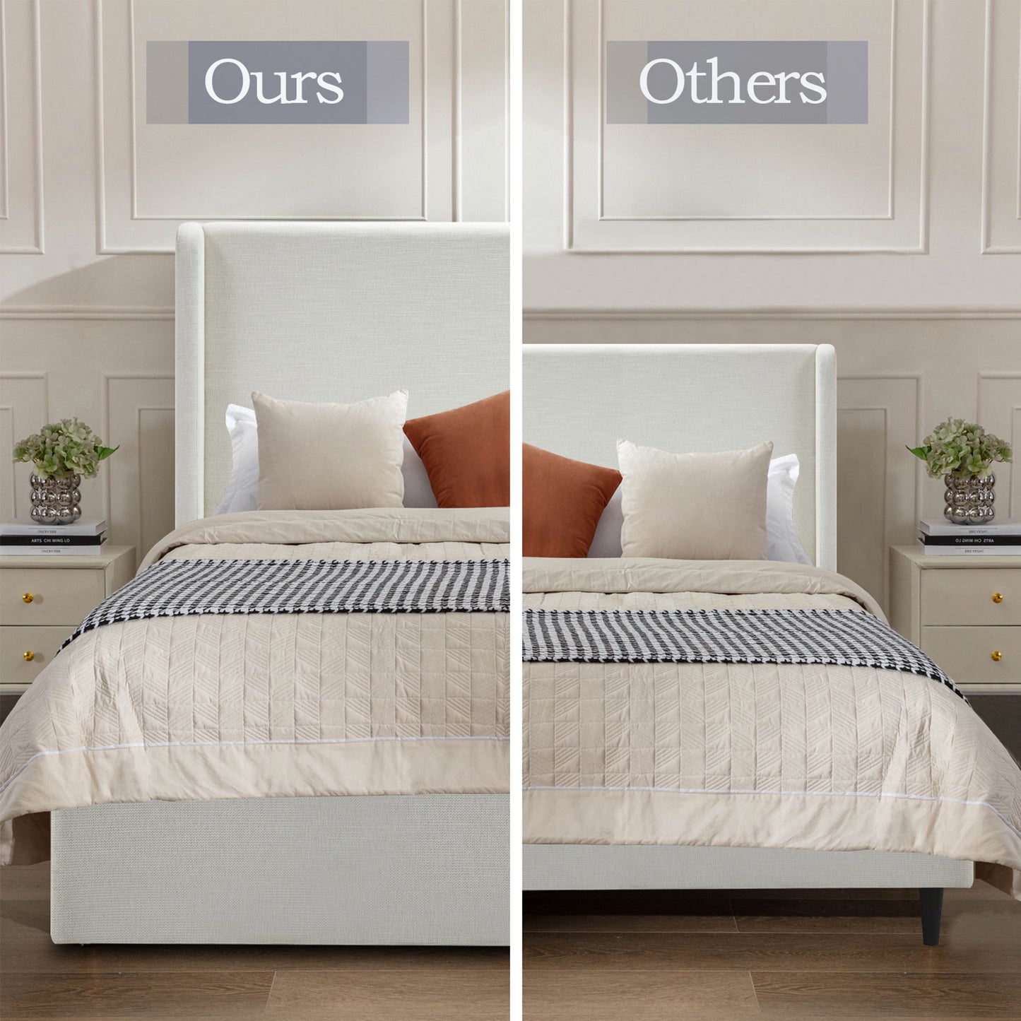 Carmen Upholstered Wingback Bed