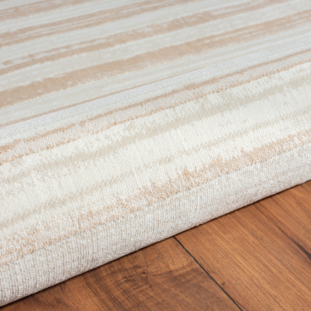 8' Beige Abstract Distressed Runner Rug