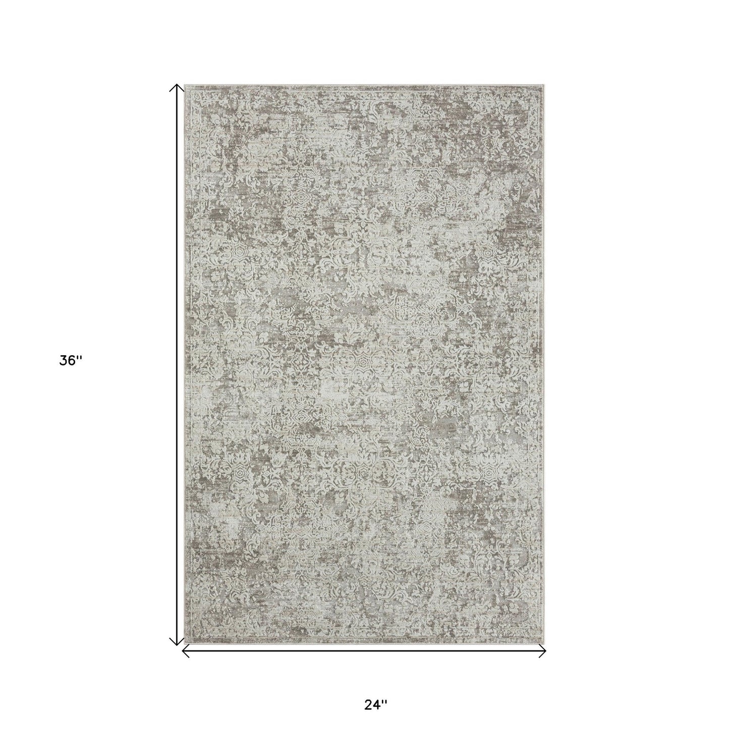 4' X 6' Gray Abstract Distressed Area Rug