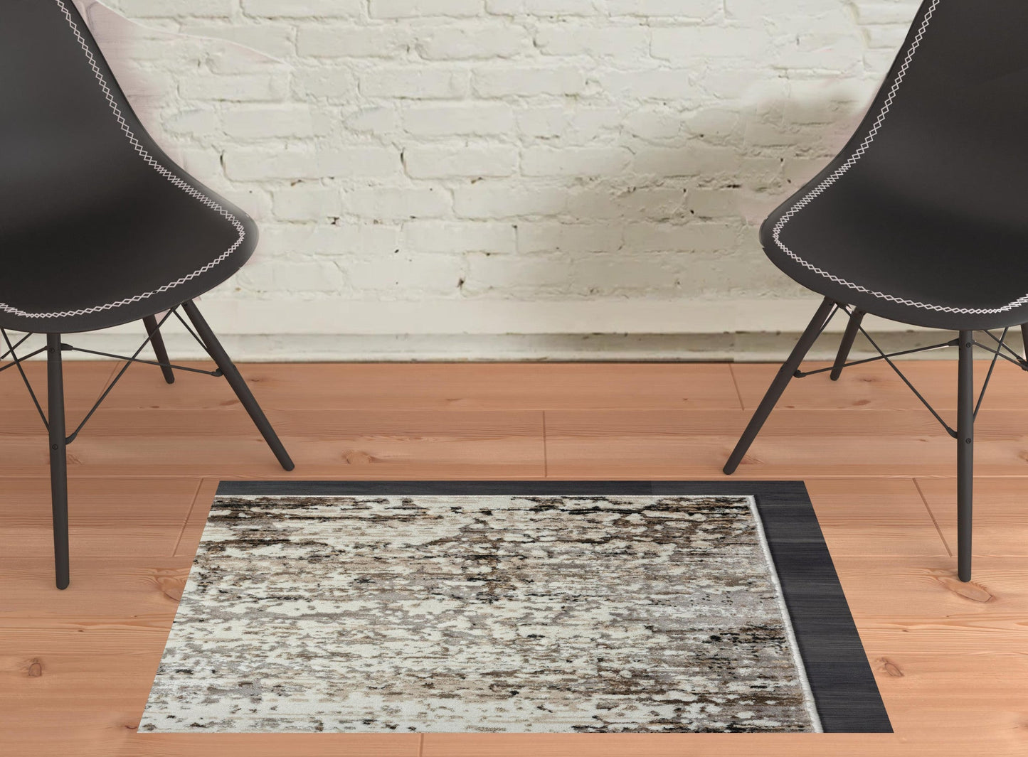 5' X 8' Beige Abstract Distressed Area Rug