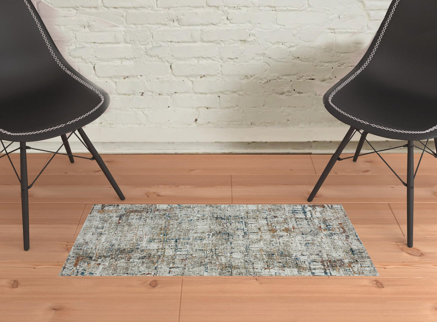 5' X 8' Gray Abstract Distressed Area Rug