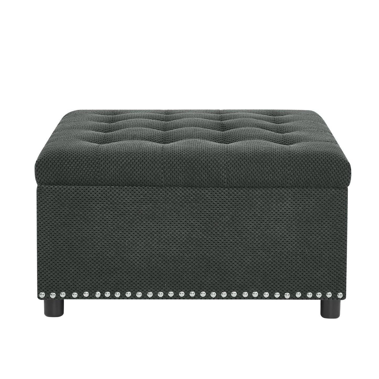 Tufted Storage Ottoman with Nailhead Trim