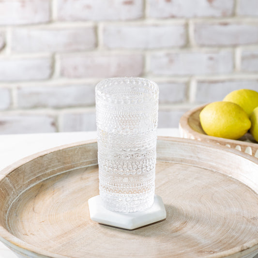 Tall Clear Melamine Dot Drinking Glasses | Set of 4