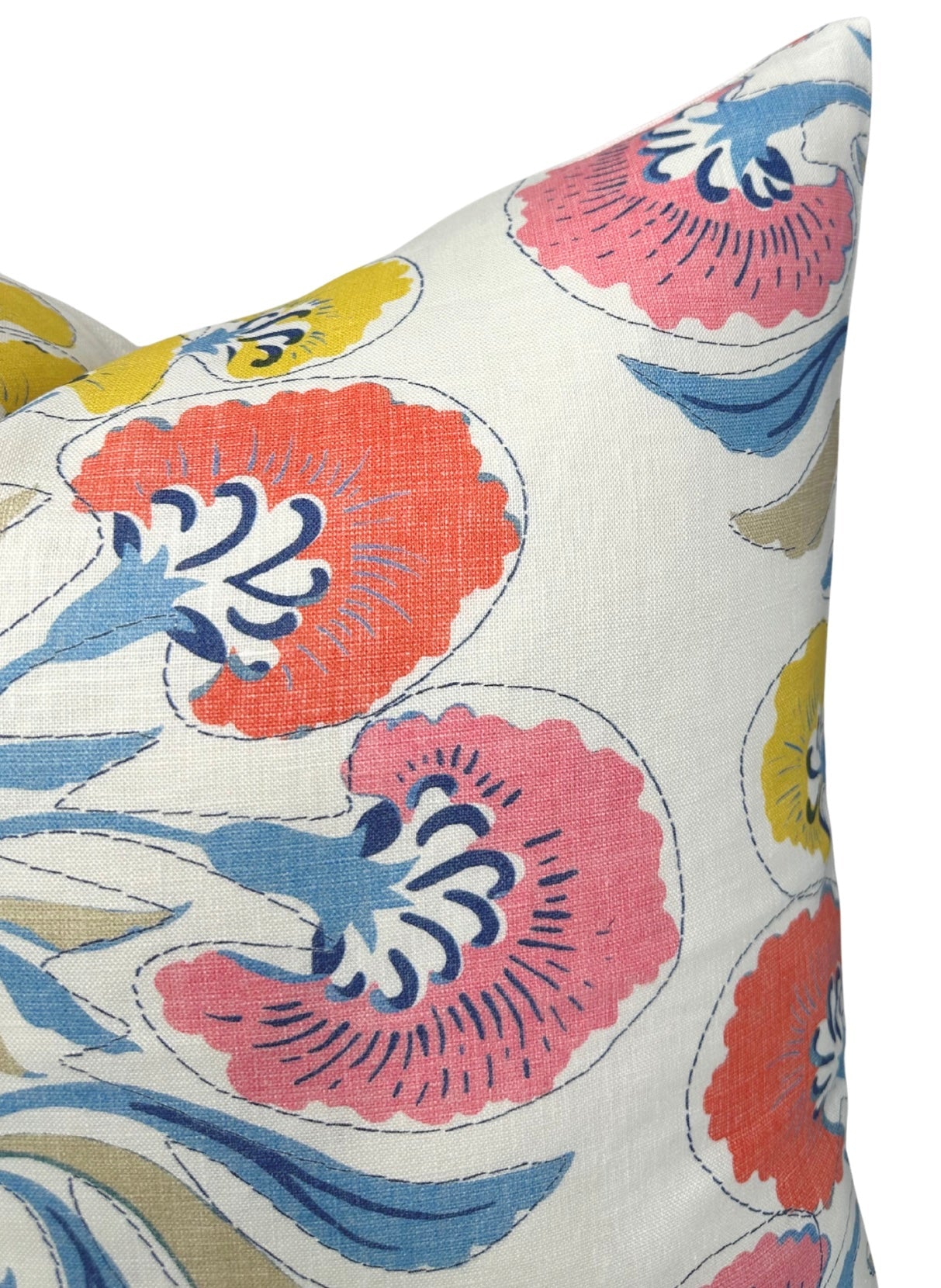 Tybee Tree Pillow Cover in Coral + Yellow