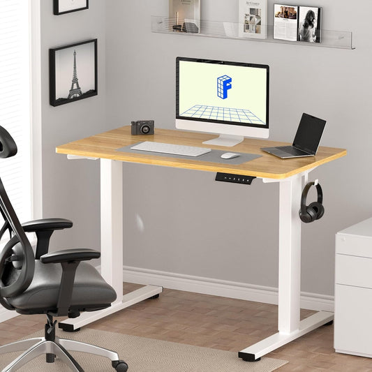 48 X 24 Standing Desk Height Adjustable White Frame Maple