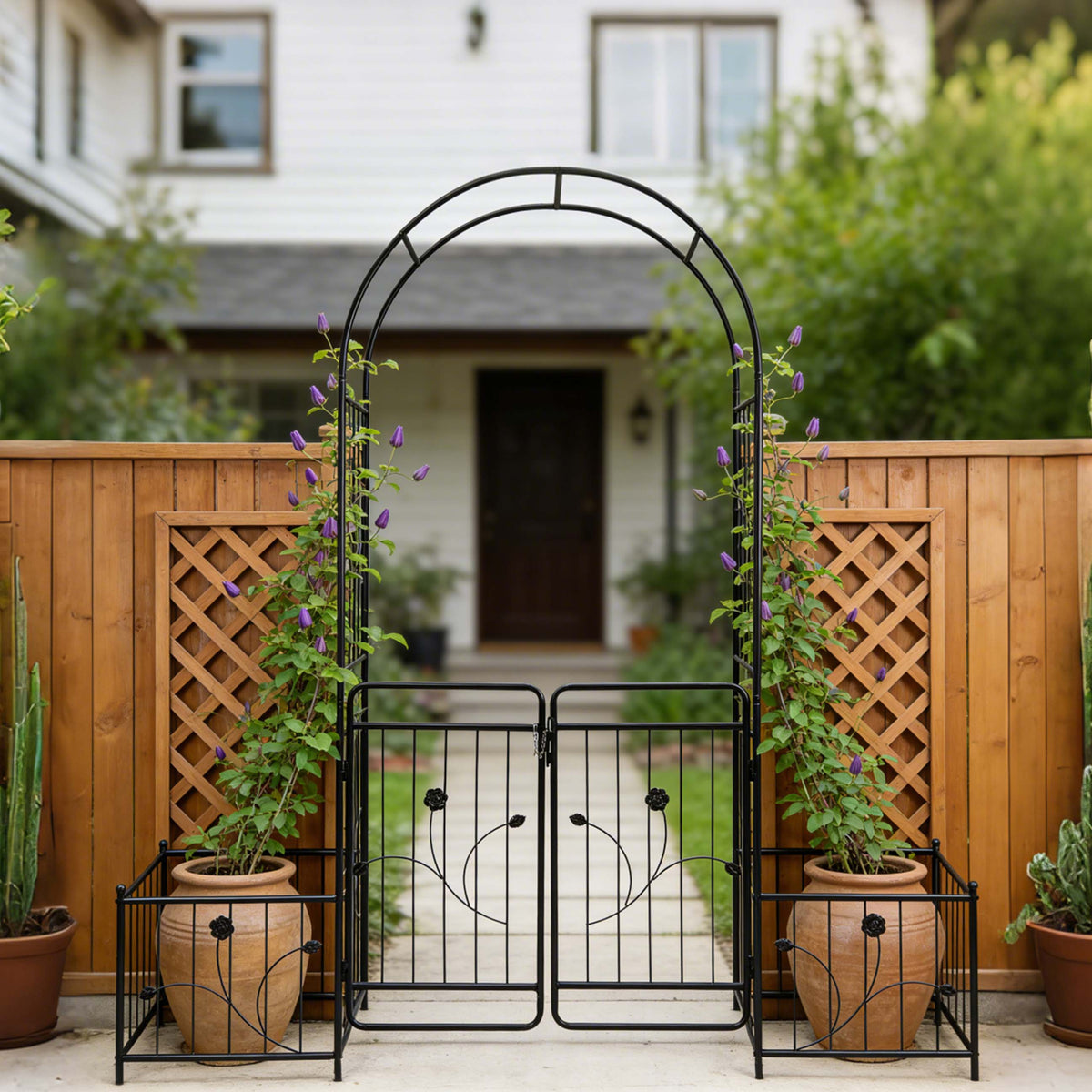 Metal Garden Arch with Gate