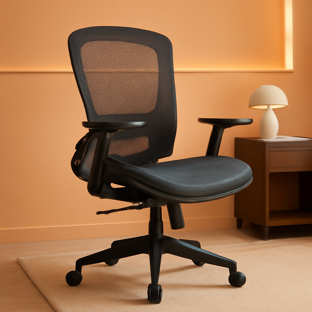 Grey Ergonomic Mesh Office Chair With Lumbar Support