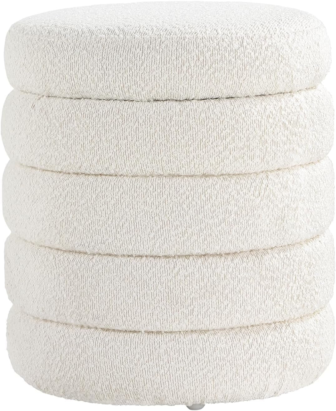 Round Ottoman With Hidden Storage And Cushioned Top