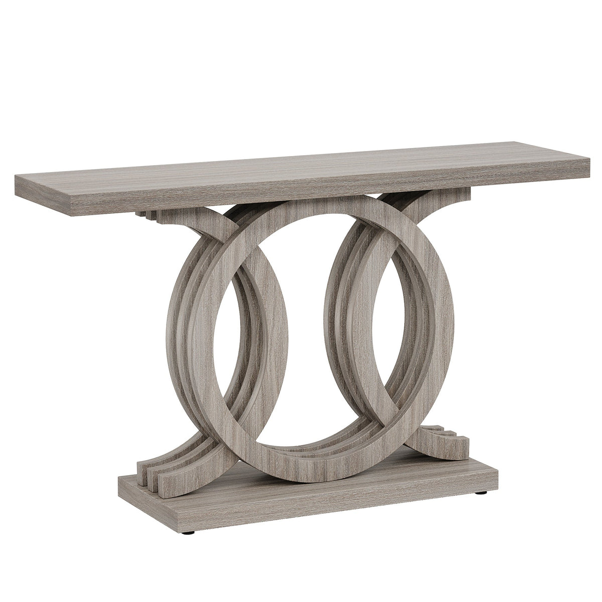 55” Farmhouse Console Table with Geometric Wooden Base