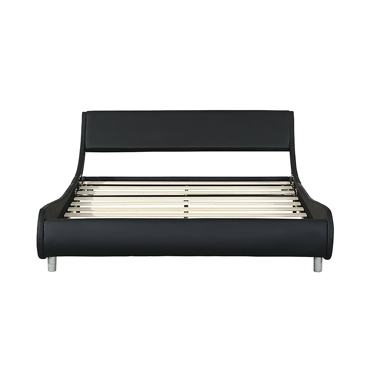 Faux Leather Upholstered Platform Bed Frame with LED Lighting
