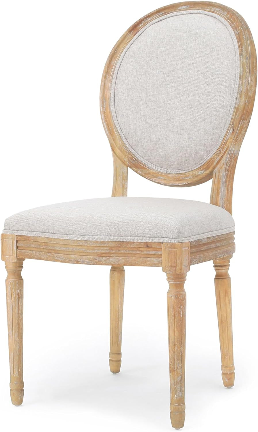 Phinnaeus Beige Polyester Fabric Dining Chairs Set Of 2 elegant design with a sturdy frame and soft beige cushion.