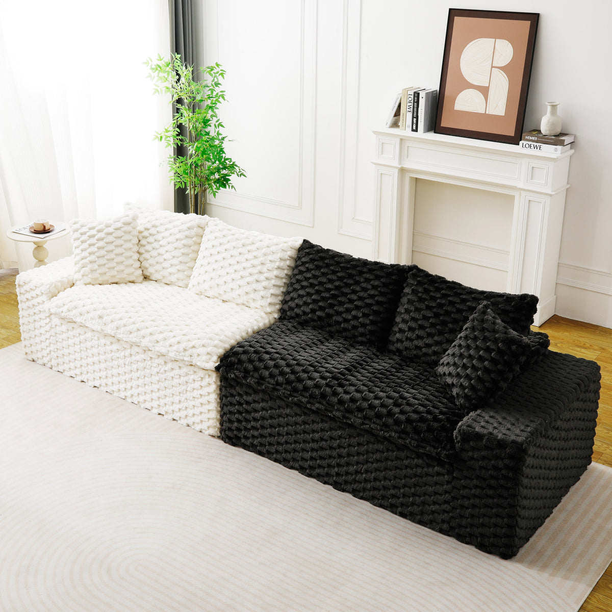 Luxury Color-Block Turtle Velvet Multifunctional Sofa