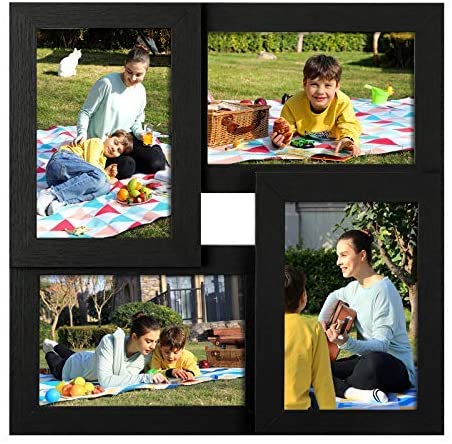 Collage Picture Frames, for four 4 x 6 Inches Photos, Photo Frame with Glass Front, Wood Grain, Wall-Mounted