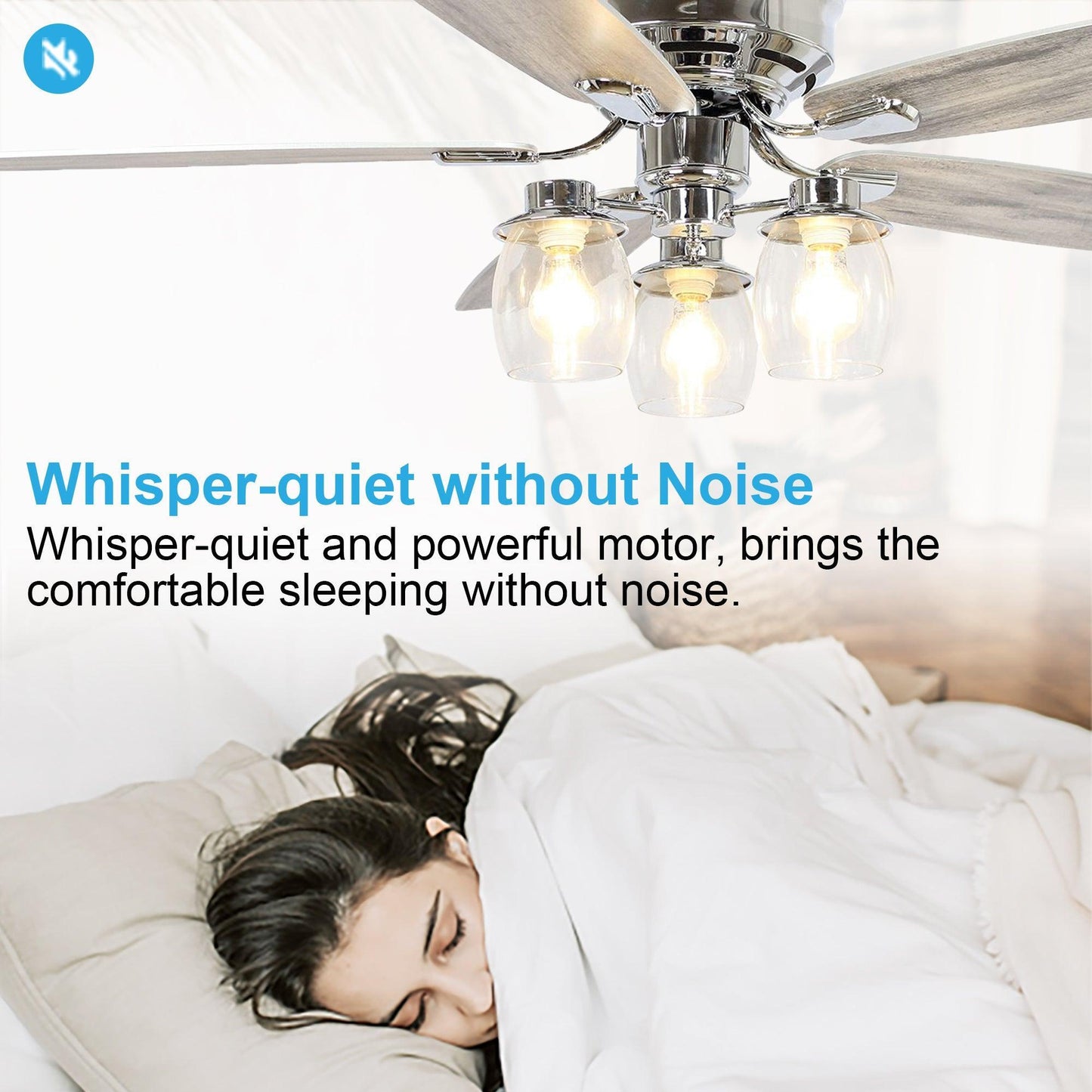 52" Bangatore Traditional Chrome Flush Mount Reversible Ceiling Fan with Lighting and Remote Control