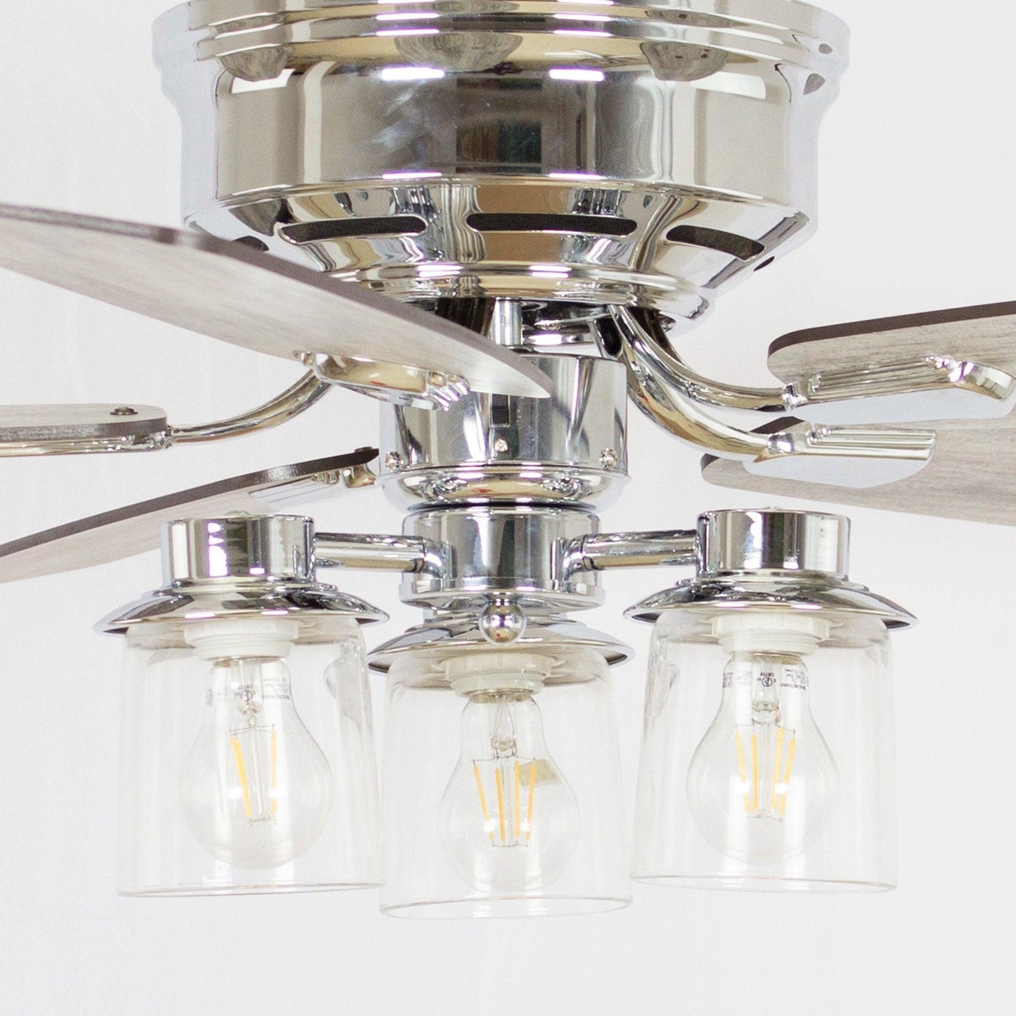 52" Bangatore Traditional Chrome Flush Mount Reversible Ceiling Fan with Lighting and Remote Control