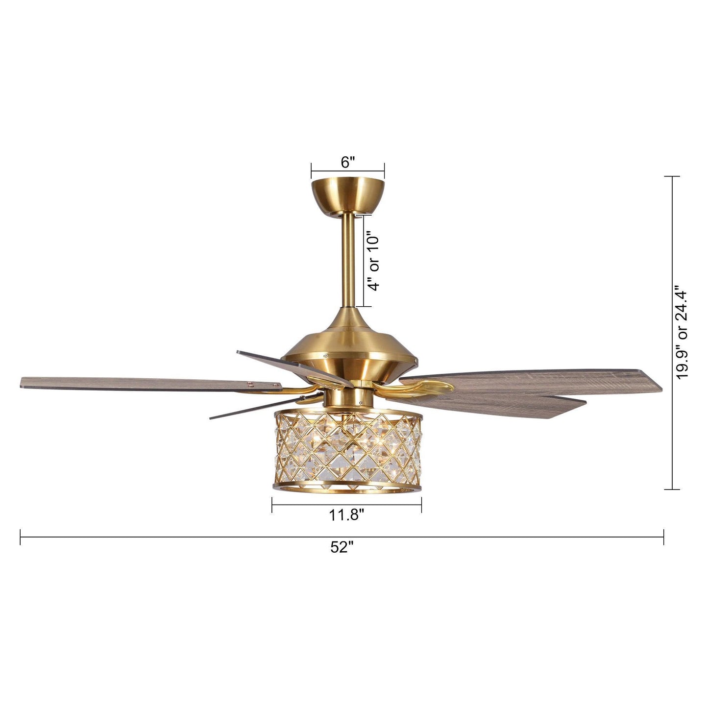52" Golden Industrial Ceiling Fan