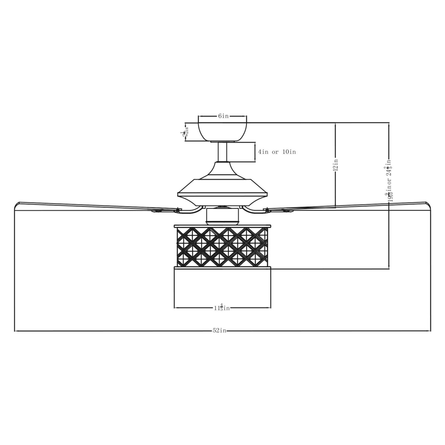 52" Golden Industrial Ceiling Fan