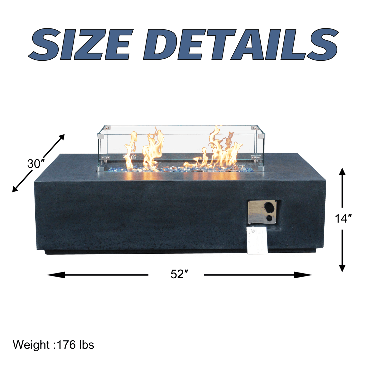 52" Outdoor Concrete Liquid Propane Rectangular Fire Pit Table (SAK84314)