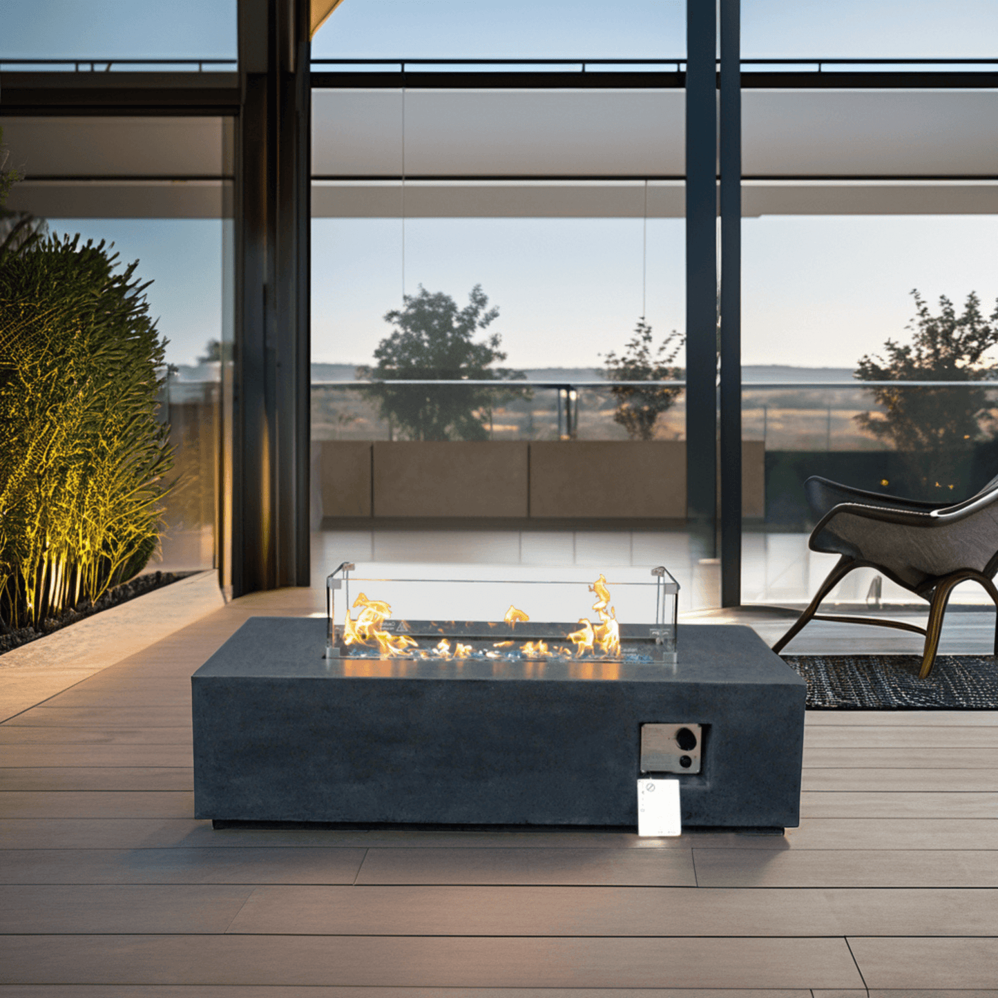 52" Outdoor Concrete Liquid Propane Rectangular Fire Pit Table (SAK84314)